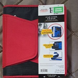 Mead Five Star 1-1/2 Inch Zipper Pocket 3 Ring Binder 3 Pocket Expanding File